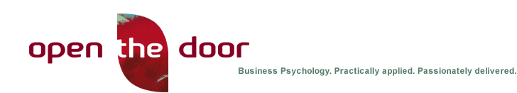 Open The Door Logo - Business Psychology. Practically applied. Passionately delivered.