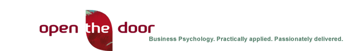 Open The Door Logo - Business Psychology. Practically applied. Passionately delivered.